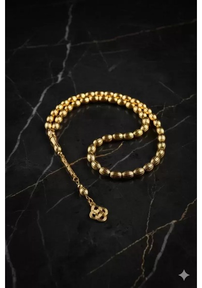 14k Altın Kaplama Erkek Arpa Kesim Bilek Boy Tesbih Lüks Hediye Kutulu 63246587