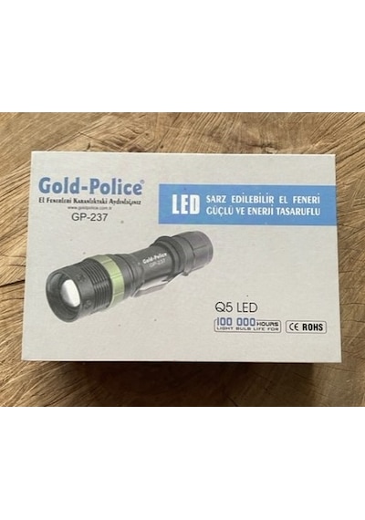 Goldpolice Led Şarjlı El Feneri Uzun Mesafe Kamp Feneri 3,7V Siyah