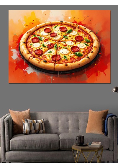 Lezzetli Büyük Pizza Dekoratif Kanvas - Mdf Ahşap Tablo