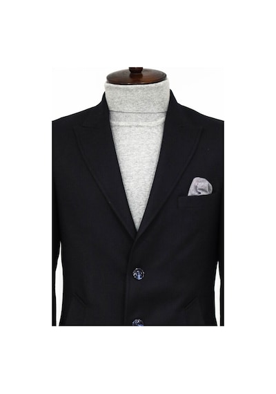 Wessi Kaşe Slim Fit Geniş Yaka Gri Erkek Kaban 001