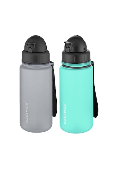 Uzspace 2'li Pipetli Tritan Matara Seti 400 Ml Fiftyfifty -3024seta Gri - Buz Mavisi