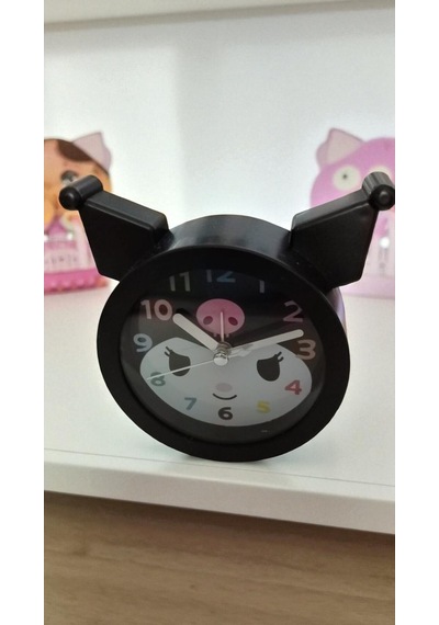 Kuromi Masa Üzeri Çalarsaat Siyah Renk Boyut 12 Cm Çok Renkli