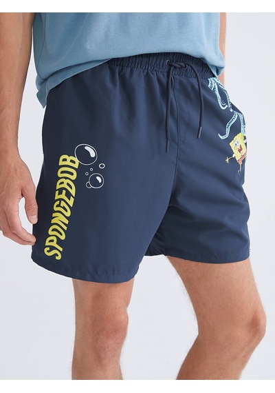 Lcw Swımwear Lacivert Kısa Boy Sünger Bob Baskılı Erkek Deniz Şortu