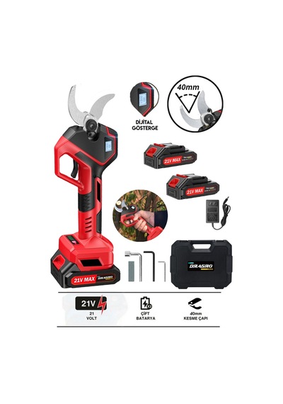 Dragro Dr-8614f 42mm Led Ekranlı K Profesyonel Akülü Bahçe Budama Makası