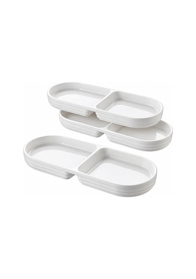 Lexroo 2 Bölmeli Porselen Çerezlik 3 Lü Set, 25,2 10 2,3 Cm Çok Renkli