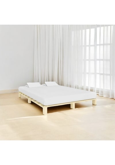 Masif Doğal Ahşap Platform Karyola Natural Renk 140x200
