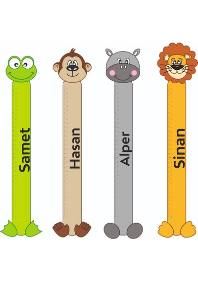 Ahşap İsme Özel Hayvan Figürlü Cetvel Aslan-Tek Adet