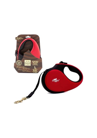 Doggie Otomatik Köpek Tasması Soft L 50 KG 5 Mt Kırmızı
