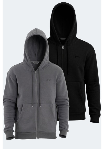 Slazenger Vonda 2 Li Set Erkek Sweatshırt Siyah - Koyu Gri