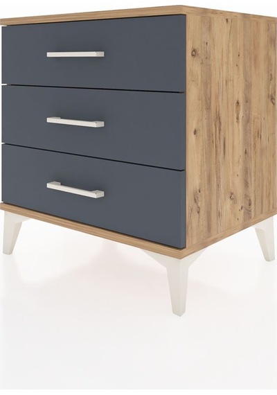 Hyperion Komodin 3 Çekmeceli 60x44x64 Çam-antrasit Çam
