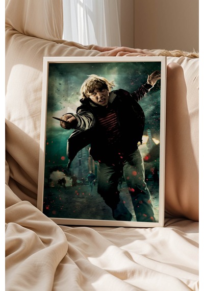 Ron Weasley Özel Tasarım Çerçeveli Tablo - Lüks Harry Potter Aksiyon Posteri Modern Duvar Dekoru Beyaz