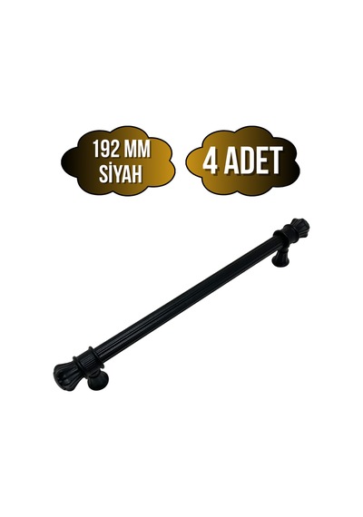 Nobel Akyaka Çizgili Siyah Metal Dolap Kulpu Mobilya Ve Mutfak Dolap Kulpu Siyah 192mm 4 Adet Siyah