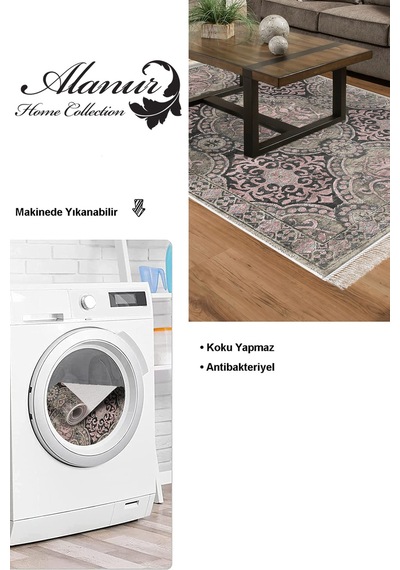Dekoreko Kaymaz Taban Djt Salon Halısı Trend Saçaklı Modern 659m pudra