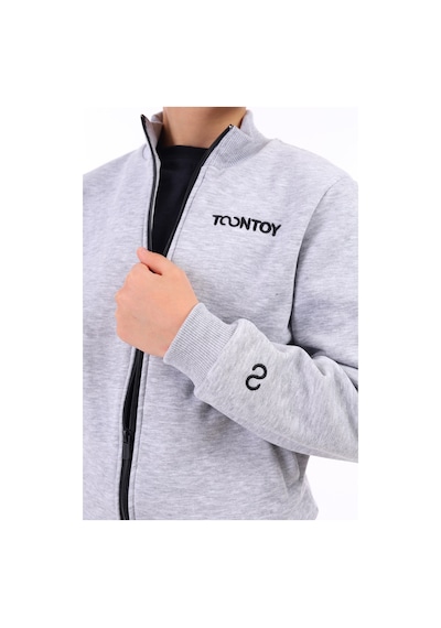 Toontoy Erkek Çocuk Nakışlı Hırka Gri Melanj