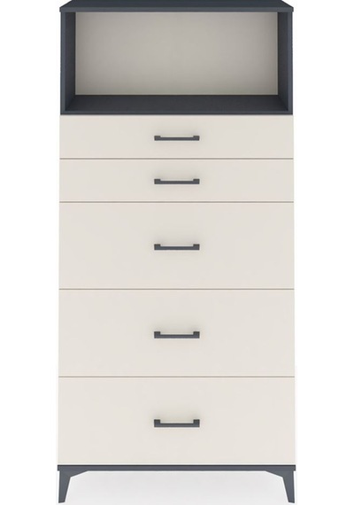 Arges Dolap Tek Raflı 5 Çekmeceli 88x30x182 Antrasit-aytaşı Antrasit