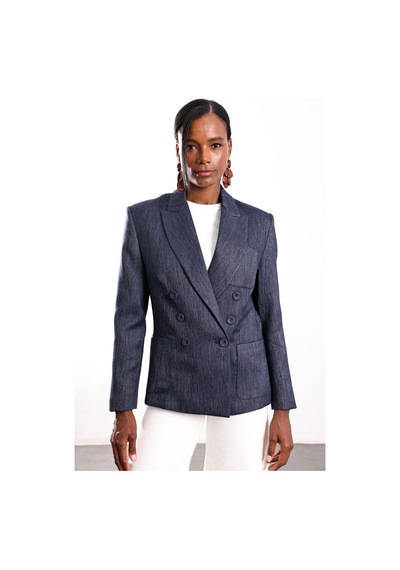 5in1Canpolat Lacivert Cepli Blazer Ceket 5505