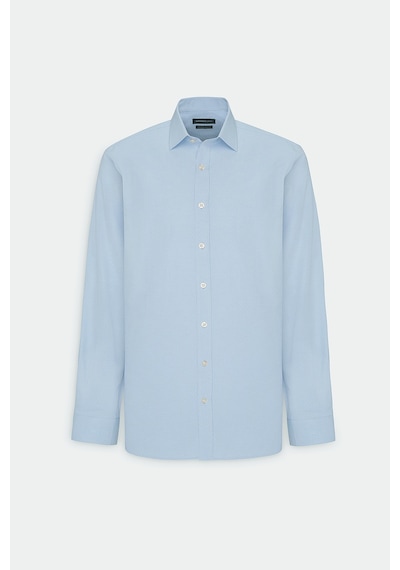 AC&Co / Altınyıldız Classics Erkek Acık Mavı Slim Fit Dar Kesim Klasik Yaka Pamuklu Armürlü Gömlek Acık Mavı Açık Mavi