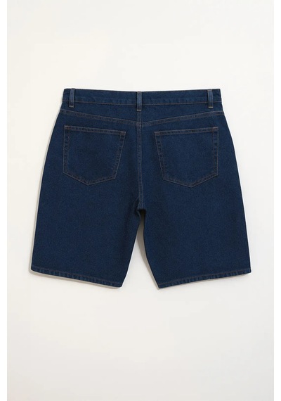 Blue White Erkek Regular Fit Rahat Kalıp Koyu Mavi Jean Şort