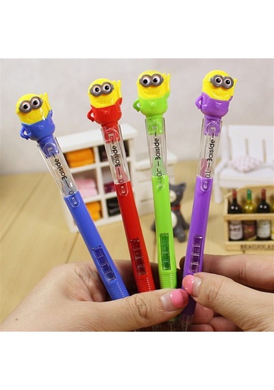 Sevimli Minion Figürlü 0.7 Versatil Uçlu Kalem, Kırmızı Kırmızı