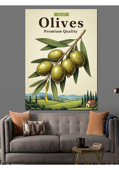 Zeytin Ağacı Dalı Poster Dekoratif Kanvas - Mdf Ahşap Tablo