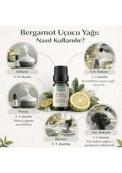 %100 Saf Bergamot Uçucu Yağı Doğal Aromaterapi Yağı Ferahlatıcı Ve Sakinleştirici Narenciye Kokusu 0.75 LT - 2.5 LT - 12 KG