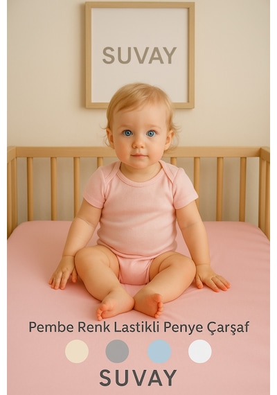 Pembe Bebek Lastikli Çarşaf %100 Pamuklu Penye Park Yatak 60x120 - 70x110 - 70x120 - 70x130 - 70x140 - 80x130
