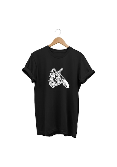 Chopper Baskılı Tshirt Siyah
