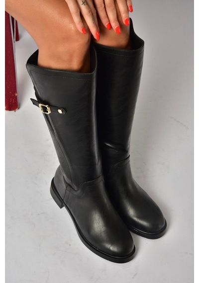Fox Shoes Z973552209 Siyah Düz Tabanlı Kadın Çizme