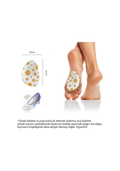 Medigel Jel Kaydırmaz Ayak Yastığı, Ön Taban Destekleyici Ayakkabı Pedi Kay