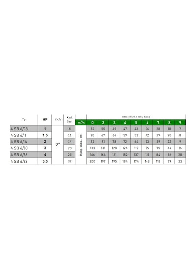 4 Sb 6/14 2 Hp Motora Döküm Başlıklı Norly Fanlı 4" Dalgıç Pompa Kademesi