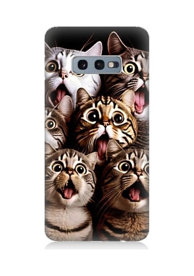 Samsung Galaxy S10e Uyumlu Şaşkın Kediler Desenli Silikon Kılıf