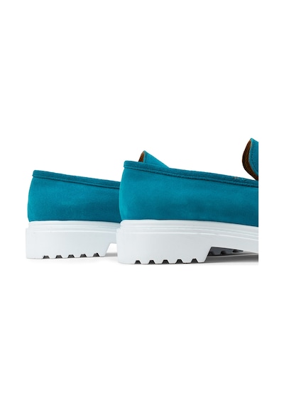 Deery Hakiki Süet Turkuaz Rengi Loafer Kadın Ayakkabı - 01903ztrkp01 Turkuaz