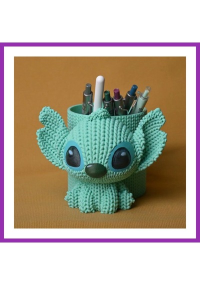 Bezos 3d Baskı Knitted Kalemlik - Sevimli Karakterli Masaüstü Kalem Organizeri-mint Bty Mint Yeşili