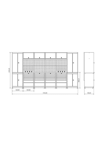 3.7 Metre Modüler Çalışma Tezgahı İe.36.18.32