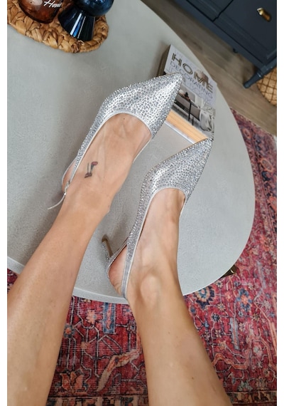 036 1313 Topukla Kadın Taşlı Alçak Topuklu Stiletto Abiye Ayakkabı 001