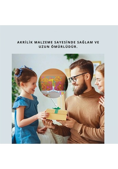 Led Işıklı Akrilik Yazı Tahtası Neon Kalemli 7 Renk Silinebilir Pano