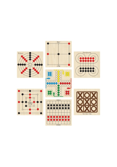 Ahşap Kızma Birader+dama+3 Taş+9 Taş+bihar+surakarta+tic-tac-toe