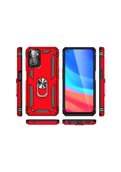 Oppo A96 4g Kılıf Sofya Yüzüklü Standlı Zırhlı Silikon Kılıf