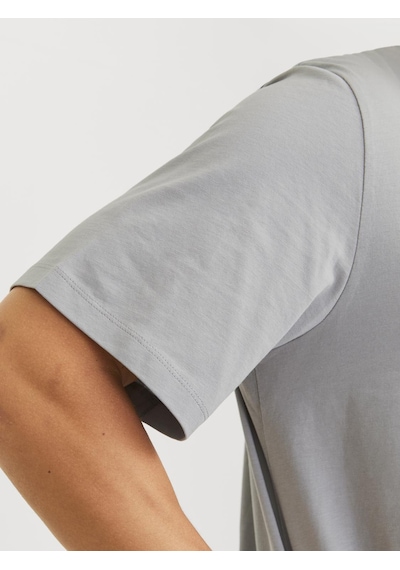 Jack & Jones Erkek Bisiklet Yaka Logolu Tişört - Corplogo - 12151955 Ultimate Grey Gri