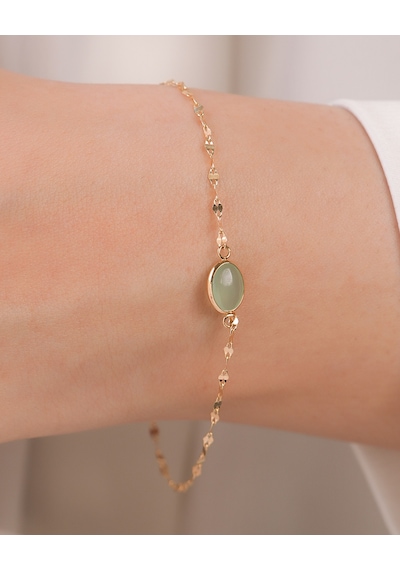 Debora Jewelry 14 Ayar Altın Yeşil Opal Taşlı Bileklik