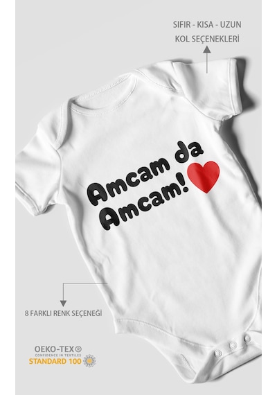 Morivokids Amcam Temalı Kısa Kollu Bebek Body %100 Pamuk Beyaz