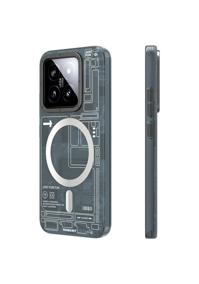 Xiaomi Mi 14 Uyumlu Kılıf Magsafe Şarj Özellikli Youngkit Technology Serisi Mavi