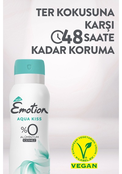 Aqua Kiss Kadın Vegan Deodorant 3x150 ML Hızlı Kurur, Leke Bırakmaz