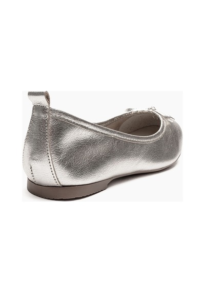 Luvishoes 01 Gümüş Cilt Hakiki Deri Kadın Babet Ayakkabı Gümüş