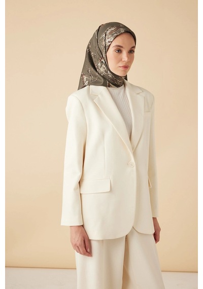 Maisa Cevlan Mulberry İpek Eşarp 90 90 Cm - Zeytin Yeşili 3175