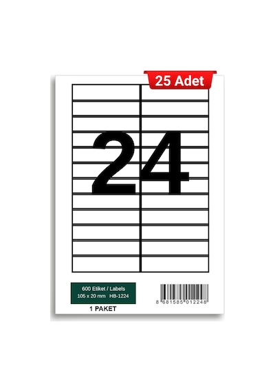 Herboy Hb-1224 105 X 23 Mm A4 Laser Etiket 25 Adet