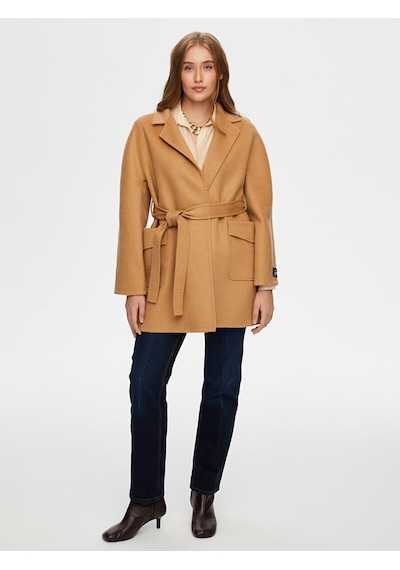 Faik Sönmez Kaşmir Karışımlı Beli Kuşaklı Kaban W26kbn011 Uw26kbn01135 Camel