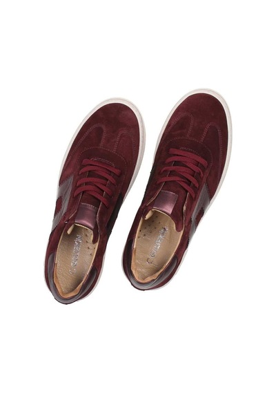 Kadın Bordo Bağcıklı Kalın Tabanlı Süet Deri Sneaker