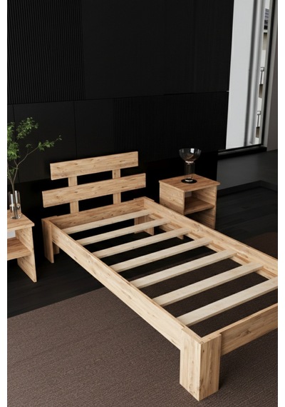Lotus Tek Kişilik Mdf Karyola Ve 2 Komodinli Set