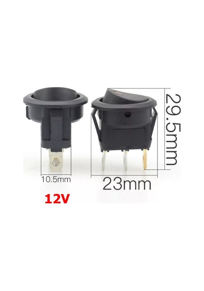 Ic-132A Yuvarlak Nokta Işıklı Mavi Anahtar On-Off 3P 12V 20A 10 Adet